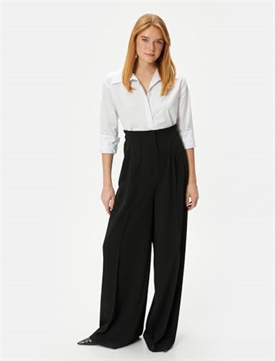 Crop Poplin Gömlek Uzun Kollu Manşet Yaka Pamuklu