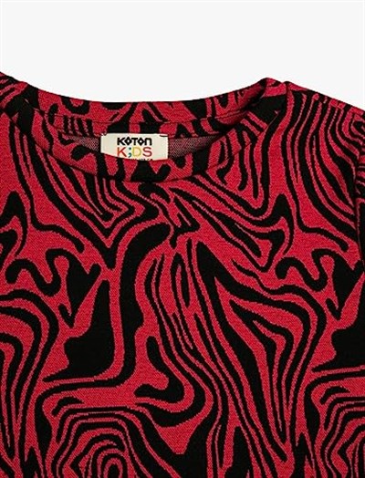 Crop Tişört Uzun Kollu Yuvarlak Yaka Baskılı