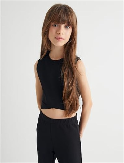 Crop Triko Atlet Halter Yaka Dar Kalıp Asimetrik Kesim