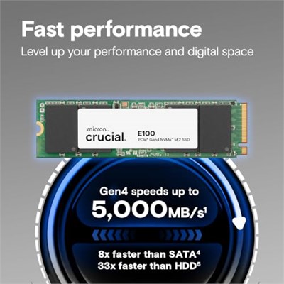 Crucial E100 1TB NVME M.2 SSD Disk CT1000E100SSD8