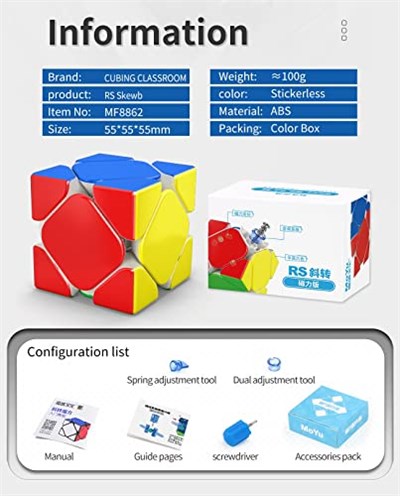 CuberShop Moyu RS Skewb manyetik hız küpü (2022 bütçe küpü), uygun maliyetli Moyu Skewb Speed Cube, etiketsiz şiş, yeni başlayanlar için iyi seçim
