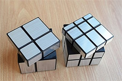 CuberSpeed Paket 2x2 Ayna Siyah Gövde Gümüş ve Mofangge 3x3 Ayna Blokları Gümüş Sihirli Küp Yapboz