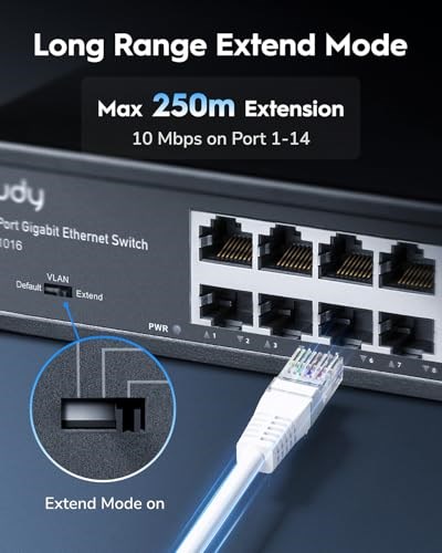 Cudy GS1016 10/100/1000Mbps 8KMAC 16 Port Gigabit Metal Rack Mount Switch