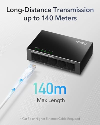 Cudy GS105 5 Port 10/100/1000M 16k MAC Gigabit Metal Switch