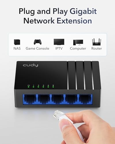 Cudy GS105D 5 Bağlantı Noktalı Gigabit Ethernet Ağ Anahtarı, Masaüstü Ethernet Splitter, Fansız, Tak ve Çalıştır Trafik Optimizasyonu