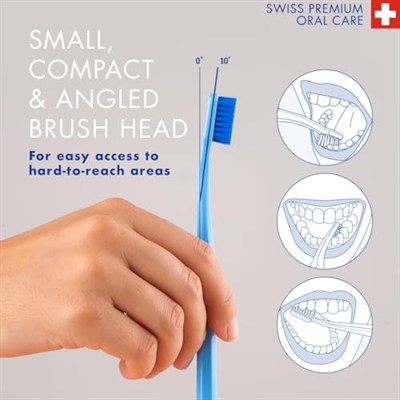 Curaprox CS 5460 yetişkinler için ekstra yumuşak diş fırçaları, hassas diş etine dayanıklı, ultra ince filamentler ve kompakt, hafif açılı diş fırçası başlığı, daha iyi diş ve diş eti sağlığı için,