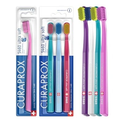 Curaprox CS 5460 yetişkinler için ekstra yumuşak diş fırçaları, hassas diş etine dayanıklı, ultra ince filamentler ve kompakt, hafif açılı diş fırçası başlığı, daha iyi diş ve diş eti sağlığı için,