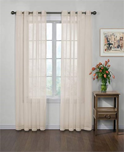 CurtainFresh Yatak Odası veya Oturma Odası için Koku Nötrleştirici Şeffaf Vual Gromet Pencere Perdesi (1 Panel), 149 cm x 241 cm, Fildişi - Seçenekler: 59 in x 84 in, 149.9G x 149.9U cm (1 Panel)...