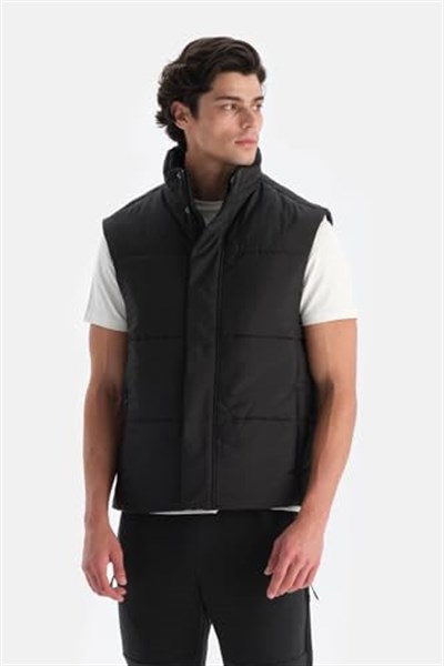 Dagi Erkek Önden Fermuar Çıtçıtlı Puffer Yelek, Dokuma