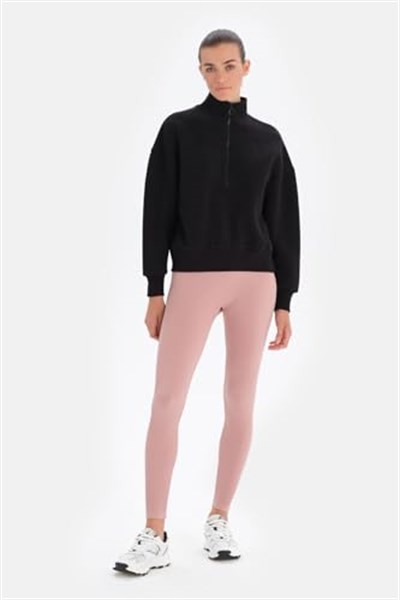 Dagi Kadın Kadın Fermuar Yaka Kapitone Sweatshirt, Pamuklu, Örme