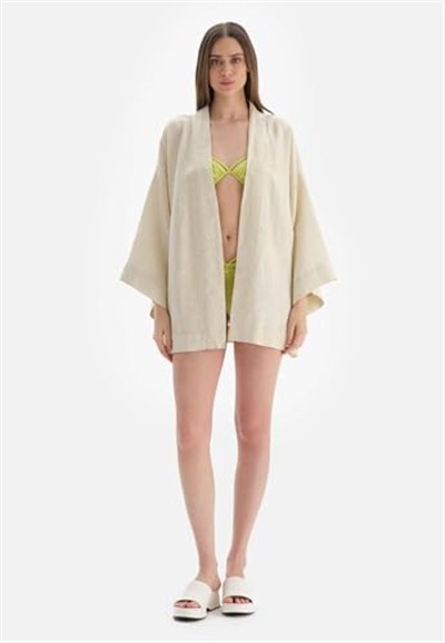 Dagi Kadın Keten Kısa Kimono, Örme