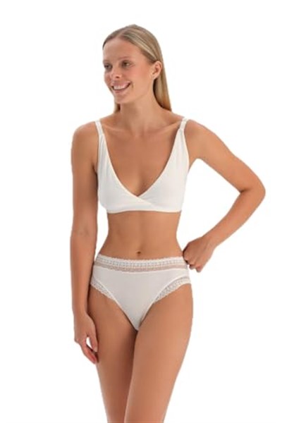 Dagi Kadın Micromodal Kruvaze Arkası Dantel Detaylı Üçgen Soft Bra, Örme