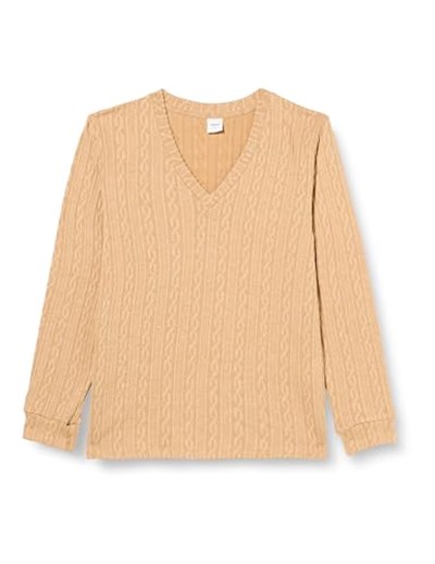 Dagi Kadın V Yaka Uzun Kollu Örgülü Sweatshirt, Örme, Süprem