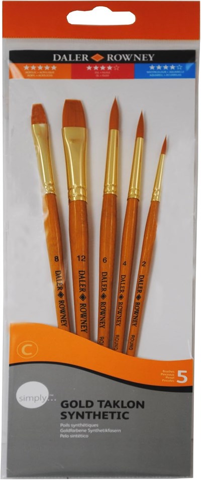 Daler Rowney Taklon Fırça Seti Kısa Sap 5Li #3 (216920502) - Seçenekler: 5li, 4lü, 6li, 10lu, #1, #2, #3, #4...