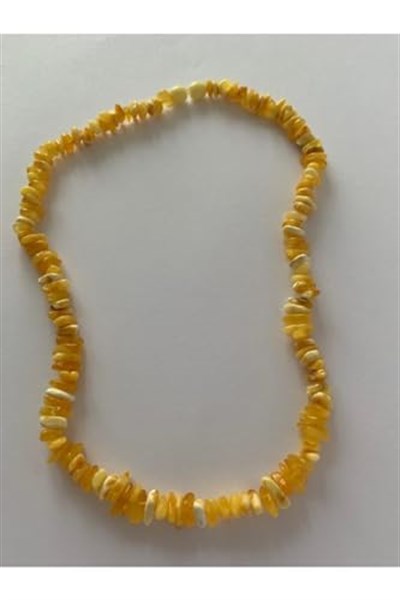 Damla Kehribar Yetişkin Kolye Süt Rengi 46-48 Cm tsbh93