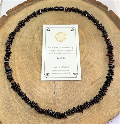 Damla Kehribar Yetişkin Vişne Rengi Kolye 45cm