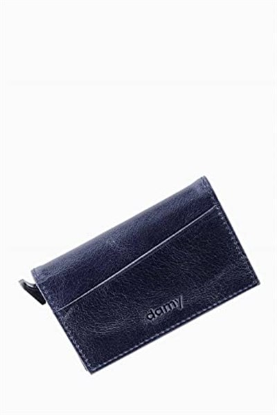 Damy Hakiki Deri Unisex Mekanizmalı Kartlık 611CR - Lacivert