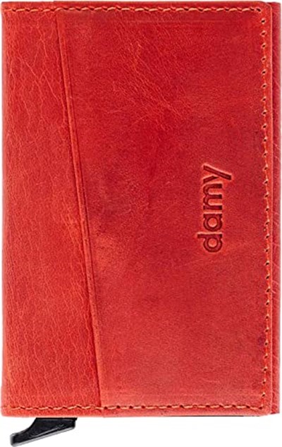 Damy Hakiki Deri Unisex Mekanizmalı Kartlık 611CR - Kırmızı