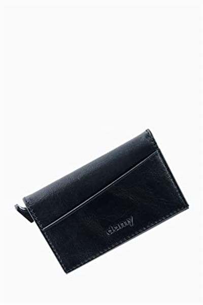 Damy Hakiki Deri Unisex Mekanizmalı Kartlık 611CR - Siyah