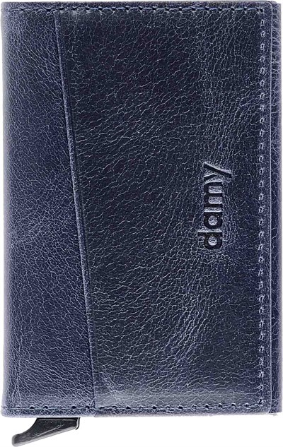 Damy Hakiki Deri Unisex Mekanizmalı Kartlık 611CR - Lacivert