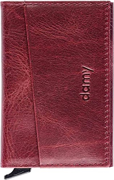 Damy Hakiki Deri Unisex Mekanizmalı Kartlık 611CR - Bordo