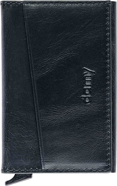 Damy Hakiki Deri Unisex Mekanizmalı Kartlık 611CR - Siyah