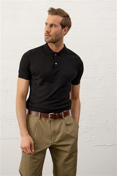 Danger Erkek Slim-fit Kalıp Polo Yaka Yazlık Triko T-shirt - 5002DNGR