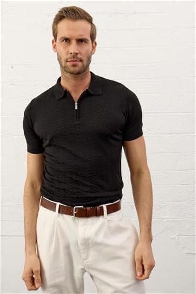 Danger Erkek Slim-fit Kalıp Polo Yaka Yazlık Triko T-shirt - 5006DNGR