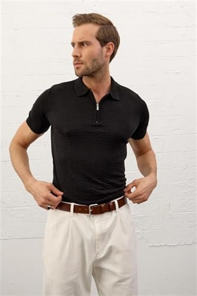 Danger Erkek Slim-fit Kalıp Polo Yaka Yazlık Triko T-shirt - 5006DNGR