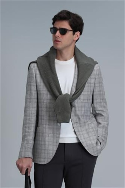 Dany Spor Erkek Blazer Ceket Slim Fit Gri 48