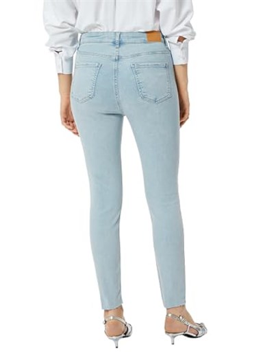 Dar Kesim Yüksek Bel Kot Pantolon Esnek Cepli Pamuklu - Carmen Skinny Jeans
