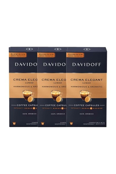 Davidoff Crema Elegant Lungo Harmonıous & Aromatıc Aluminium Kapsül Kahve 3X10