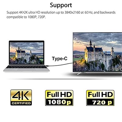 Daytona HC-01 Type-C to 4K Ultra Full HD HDMI USB-C Tak Çalıştır Görüntü Aktarım Kablosu-1.8m