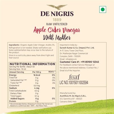 DE NIGRIS ORGANİK ELMA SİRKESİ -FİLTRESİZ- 500 ML