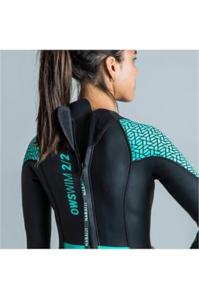 Decathlon Kadın Neopren Wetsuit 2,5/2mm OWS 500 Glideskin, Koyu Turkuaz Yeşili, XL