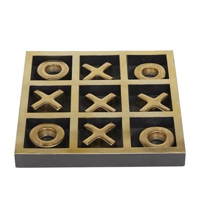 Deco 79 Alüminyum Tic Tac Toe Oyun Seti, Altın Kakma, 9