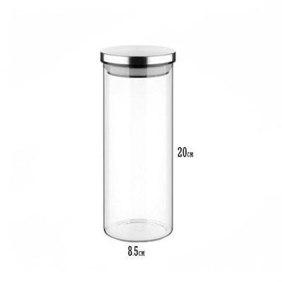Deconox 1000ml Vakumlu Metal Kapaklı Borosilikat Cam Kavanoz (8.5cm*20cm) 1 Adet