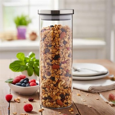 Deconox 1000ml Vakumlu Metal Kapaklı Borosilikat Cam Kavanoz (8.5cm*20cm) 1 Adet