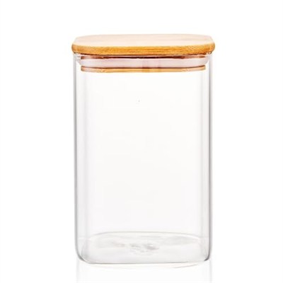 Deconox 1100ml Sızdırmaz Vakumlu Bambu Kapaklı Borosilikat Cam Kavanoz – Hava Geçirmez & Dayanıklı Gıda Saklama Kabı (10cm x 17cm)