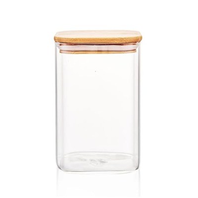 Deconox 1100ml Sızdırmaz Vakumlu Bambu Kapaklı Borosilikat Cam Kavanoz – Hava Geçirmez & Dayanıklı Gıda Saklama Kabı (10cm x 17cm)