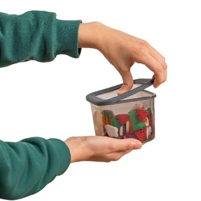 Deconox 12li 3 Boy Set Sızdırmaz Kapaklı Kare Erzak Saklama Kabı 650Ml - 1300Ml - 1900Ml Kare Erzak Saklama Kabı Antrasit (768)