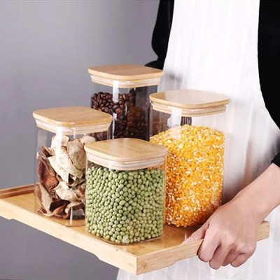 Deconox 1400ml Sızdırmaz Vakumlu Bambu Kapaklı Borosilikat Cam Kavanoz – Hava Geçirmez & Dayanıklı Gıda Saklama Kabı (10cm x 21cm)