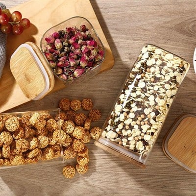Deconox 1400ml Sızdırmaz Vakumlu Bambu Kapaklı Borosilikat Cam Kavanoz – Hava Geçirmez & Dayanıklı Gıda Saklama Kabı (10cm x 21cm)