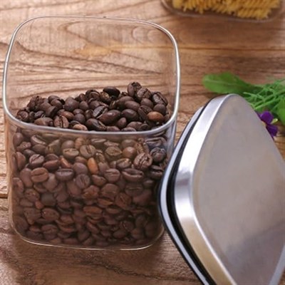 Deconox 450 ml Metal Kapaklı Borosilikat Cam Kavanoz, Silikon Contalı Kuru Gıda Saklama Kabı, Kahve Çay Baharat Kuruyemiş İçin Şeffaf Cam Erzak Kabı, 10 x 10 x 10 cm, 1 Adet