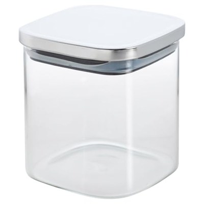Deconox 450 ml Metal Kapaklı Borosilikat Cam Kavanoz, Silikon Contalı Kuru Gıda Saklama Kabı, Kahve Çay Baharat Kuruyemiş İçin Şeffaf Cam Erzak Kabı, 10 x 10 x 10 cm, 1 Adet