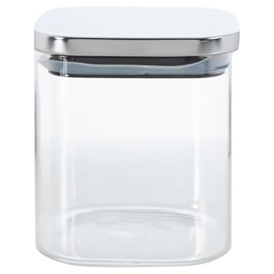 Deconox 450 ml Metal Kapaklı Borosilikat Cam Kavanoz, Silikon Contalı Kuru Gıda Saklama Kabı, Kahve Çay Baharat Kuruyemiş İçin Şeffaf Cam Erzak Kabı, 10 x 10 x 10 cm, 1 Adet