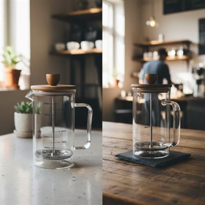 Deconox Akasya Ahşap Kapaklı Borosilikat Cam French Press - Ölçü Çizgili Kahve ve Çay Demliği (350ml ve 600ml Boy Seçenekli) (600ML)