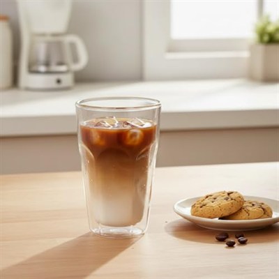 Deconox Çift Cidarlı Cam Kupa Bardak, 200ml, 250ml ve 350ml Seçenekli, Isı Yalıtımlı Borosilikat Kahve ve Çay Bardağı, El Yakmayan Modern Tasarım Double Wall Meşrubat Bardağı (1 Adet) (350ML 1 ADET)