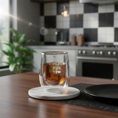 Deconox Çift Cidarlı (Double Wall) Cam Bardak - 250 ml Isıya Dayanıklı Cappuccino, Çay ve Kahve Bardağı - El Yakmayan Modern Tasarım