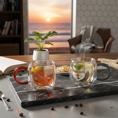 Deconox Çift Cidarlı Hayvan Figürlü Cam Kupa - 280 ml - Karışık Renklerde Sürpriz Gönderim (Asorti) - Isıya Dayanıklı Borosilikat Tasarım Bardak (1 ADET)